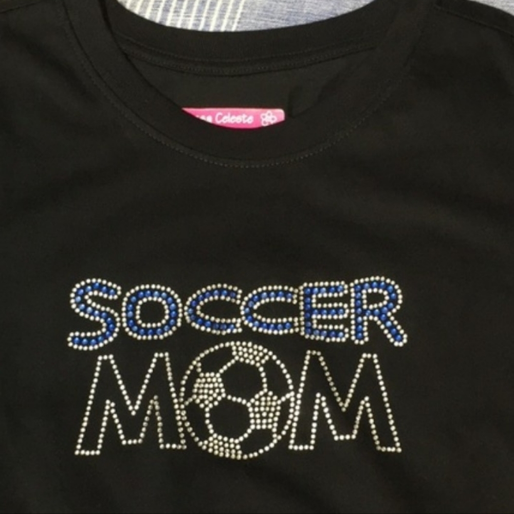 Soccer Mom β½οΈ Bling Crystals Black T-Shirt